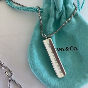 Tiffany & Co. 1837 Bar Pendant Necklace 18" Silver 925 Authentic